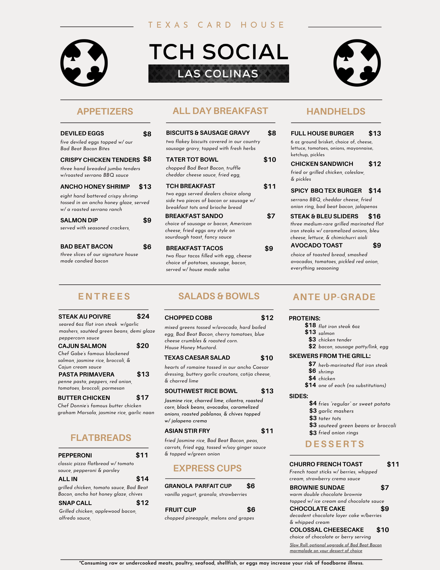 Food Menu at TCH Social Las Colinas