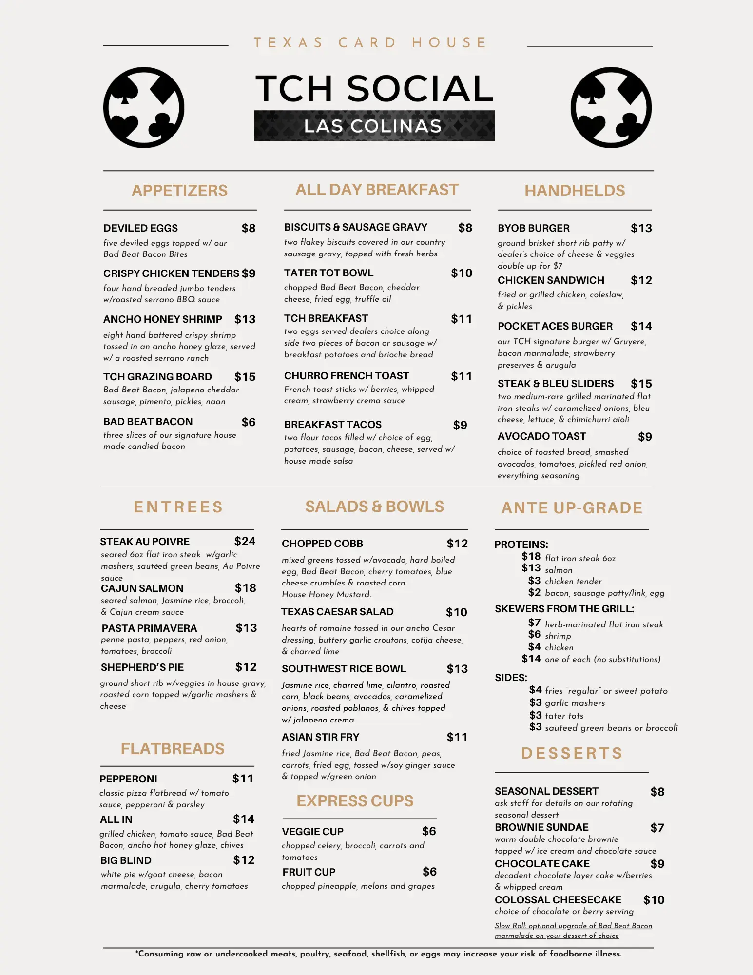 Food Menu at TCH Social Las Colinas